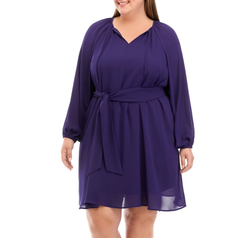 The Limited Plus‎ 4X Fairy Long Sleeve Chiffon Belted Dress NWT